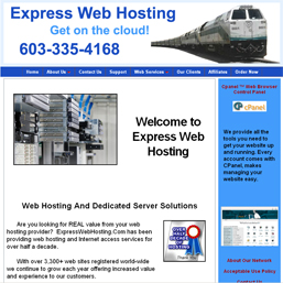 express web hosting screen shot